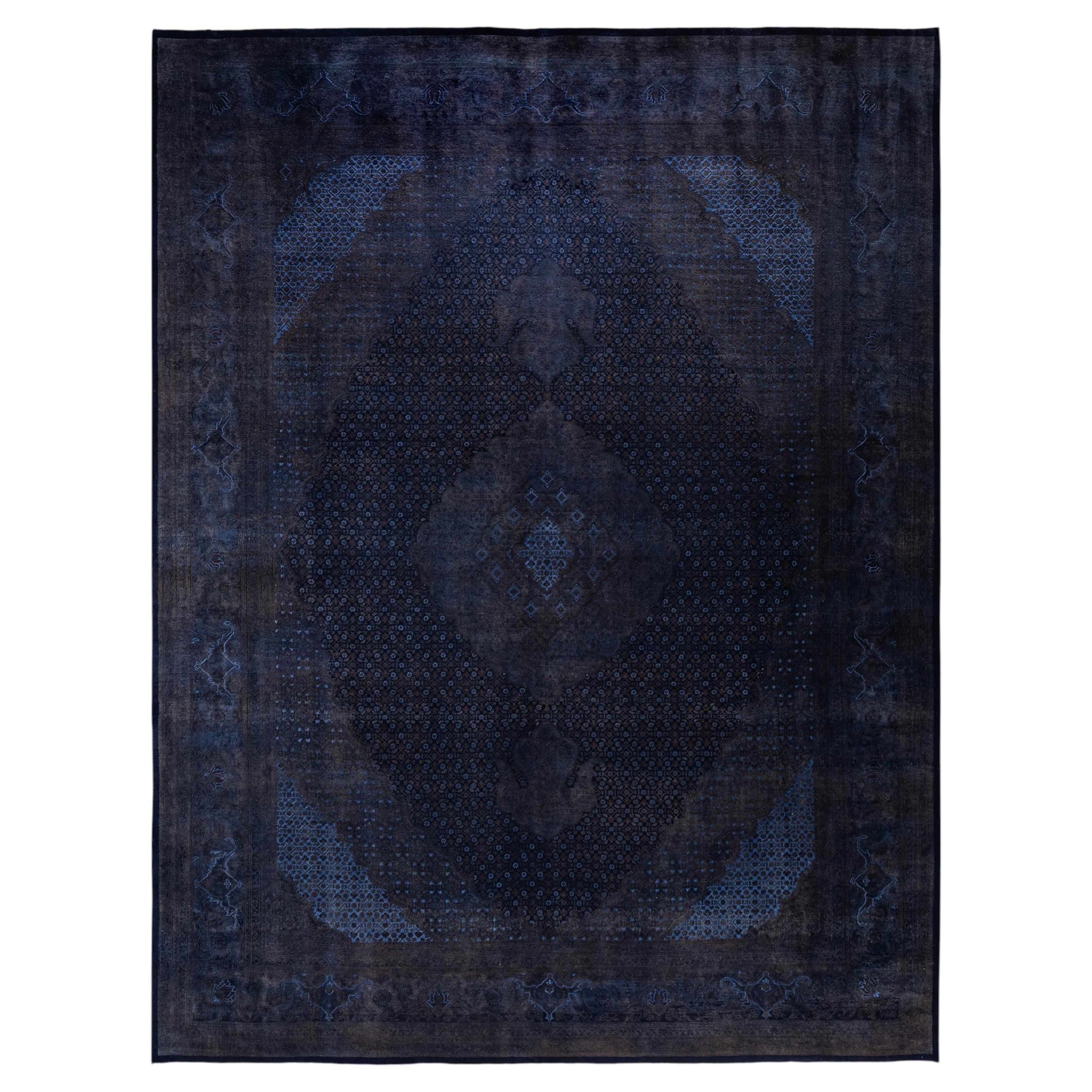 Overdyed Hand-Knotted Wool Modern-Contemporary Black Area Rug 9' 0" x 12' 0"