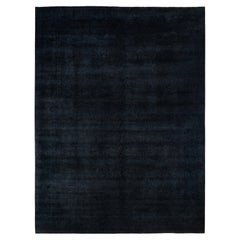 Übergefärbte handgeknüpfte Wolle modern-zeitgenössischen schwarzen Bereich Teppich 9' 3" x 12' 3"
