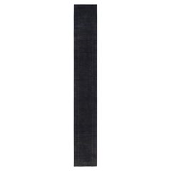 Overdyed Hand-Knotted Wool Modern-Contemporary Black Runner 2' 7" x 18' 9"