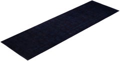 Overdyed Hand-Knotted Wool Modern-Contemporary Black Runner 4' 1" x 13' 8"