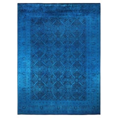 Overdyed Hand-Knotted Wool Modern-Contemporary Blue Area Rug 10' 1" x 13' 10"