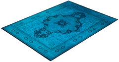 Overdyed Hand-Knotted Wool Modern-Contemporary Blue Area Rug 10' 2" x 13' 10"