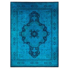 Overdyed Hand-Knotted Wool Modern-Contemporary Blue Area Rug 10' 2" x 13' 10"