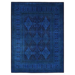 Overdyed Hand-Knotted Wool Modern-Contemporary Blue Area Rug 10' 2" x 14' 1"
