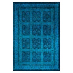 Overdyed Hand-Knotted Wool Modern-Contemporary Blue Area Rug 10' 3" x 15' 1"