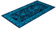 Übergefärbte handgeknüpfte Wolle Modern-Zeitgenössisch Blauer Bereich Teppich 2' 7" x 5' 2"