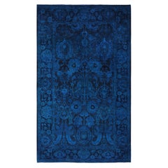 Overdyed Hand-Knotted Wool Modern-Contemporary Blue Area Rug 3' 2" x 5' 0"