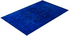 Alfombra de lana anudada a mano sobreteñida Azul Moderno-Contemporáneo 4' 1" x 6' 6