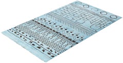 Tappeto blu moderno-contemporaneo in lana Overdyed annodato a mano 5' 1" x 8' 4"