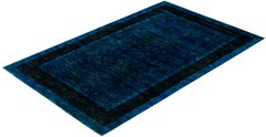 Overdyed Hand-Knotted Wool Modern-Contemporary Blue Area Rug 5' 10" x 9' 4"