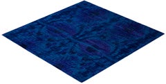 Overdyed Hand-Knotted Wool Modern-Contemporary Blue Area Rug 6' 1" x 6' 4"