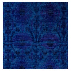 Overdyed Hand-Knotted Wool Modern-Contemporary Blue Area Rug 6' 1" x 6' 4"