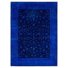 Overdyed Hand-Knotted Wool Modern-Contemporary Blue Area Rug 8' 0" x 11' 0"