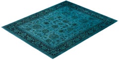 Overdyed Laine nouée à la main Tapis de sol bleu moderne-contemporain 8' 2" x 10' 3"