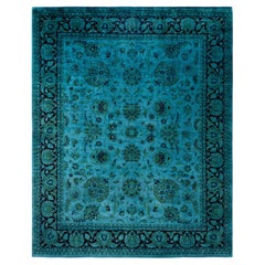 Overdyed Laine nouée à la main Tapis de sol bleu moderne-contemporain 8' 2" x 10' 3"