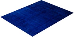 Tappeto blu moderno-contemporaneo in lana Overdyed annodato a mano 8' 3" x 10' 2"