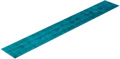 Overdyed Alfombra de lana anudada a mano Moderno-Contemporáneo Azul 2' 6" x 18' 2