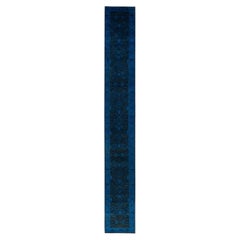Overdyed Hand-Knotted Wool Modern-Contemporary Blue Runner 2' 7" x 20' 0"