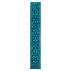 Overdyed Hand-Knotted Wool Modern-Contemporary Blue Runner 2' 9" x 18' 1"