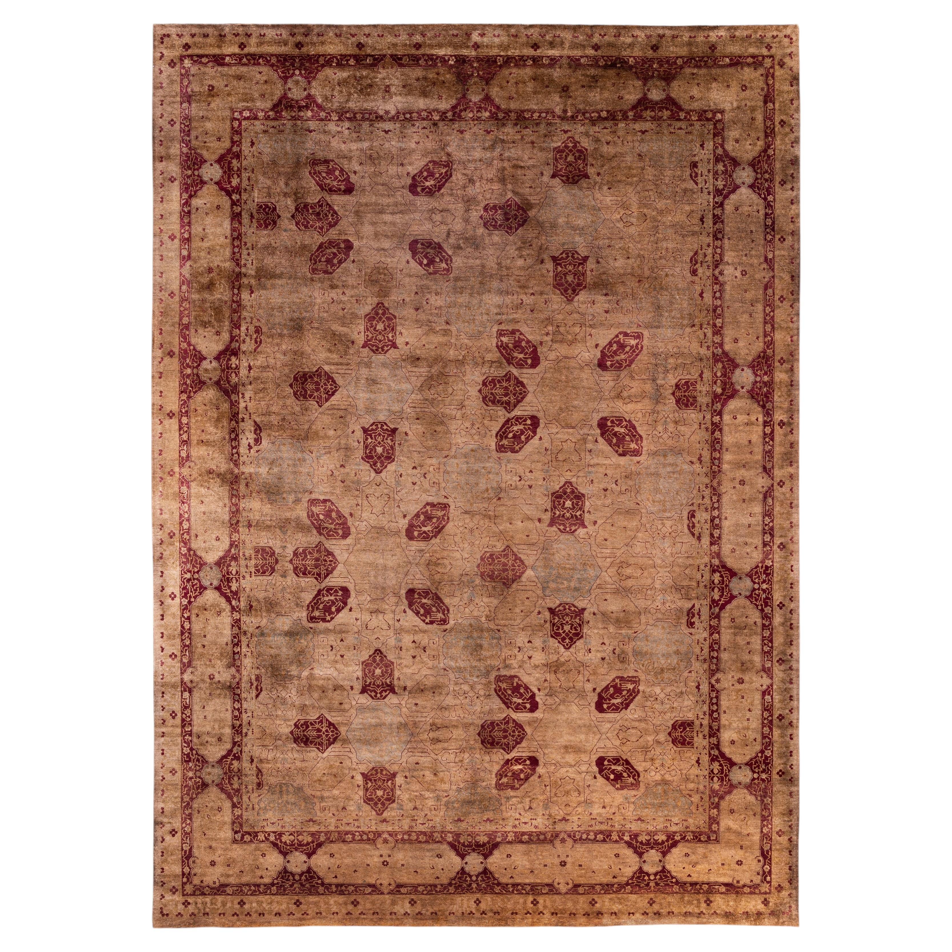 Overdyed Hand-Knotted Wool Modern-Contemporary Brown Area Rug 10' 0" x 13' 10"
