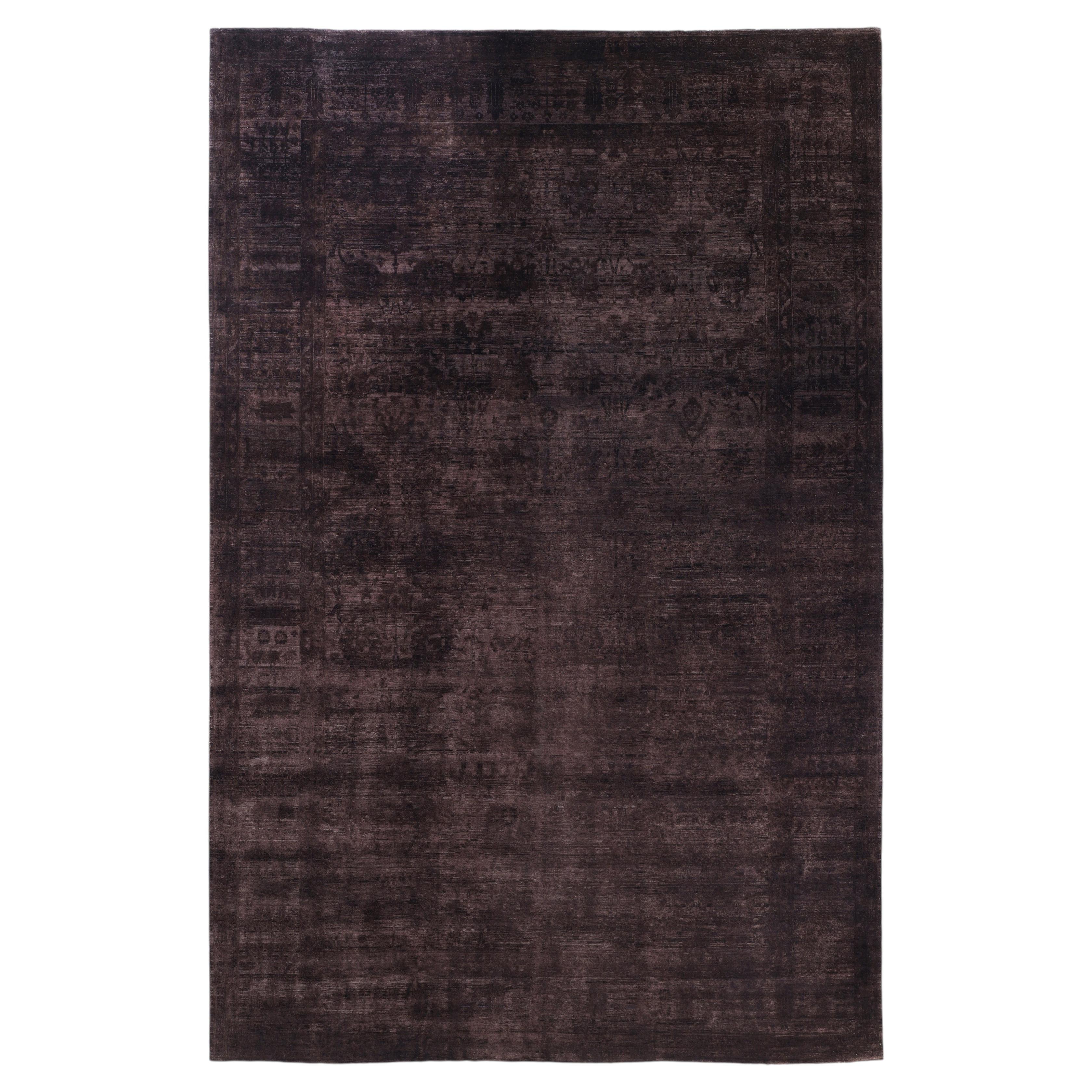 Overdyed Hand-Knotted Wool Modern-Contemporary Brown Area Rug 10' 0" x 15' 5" For Sale