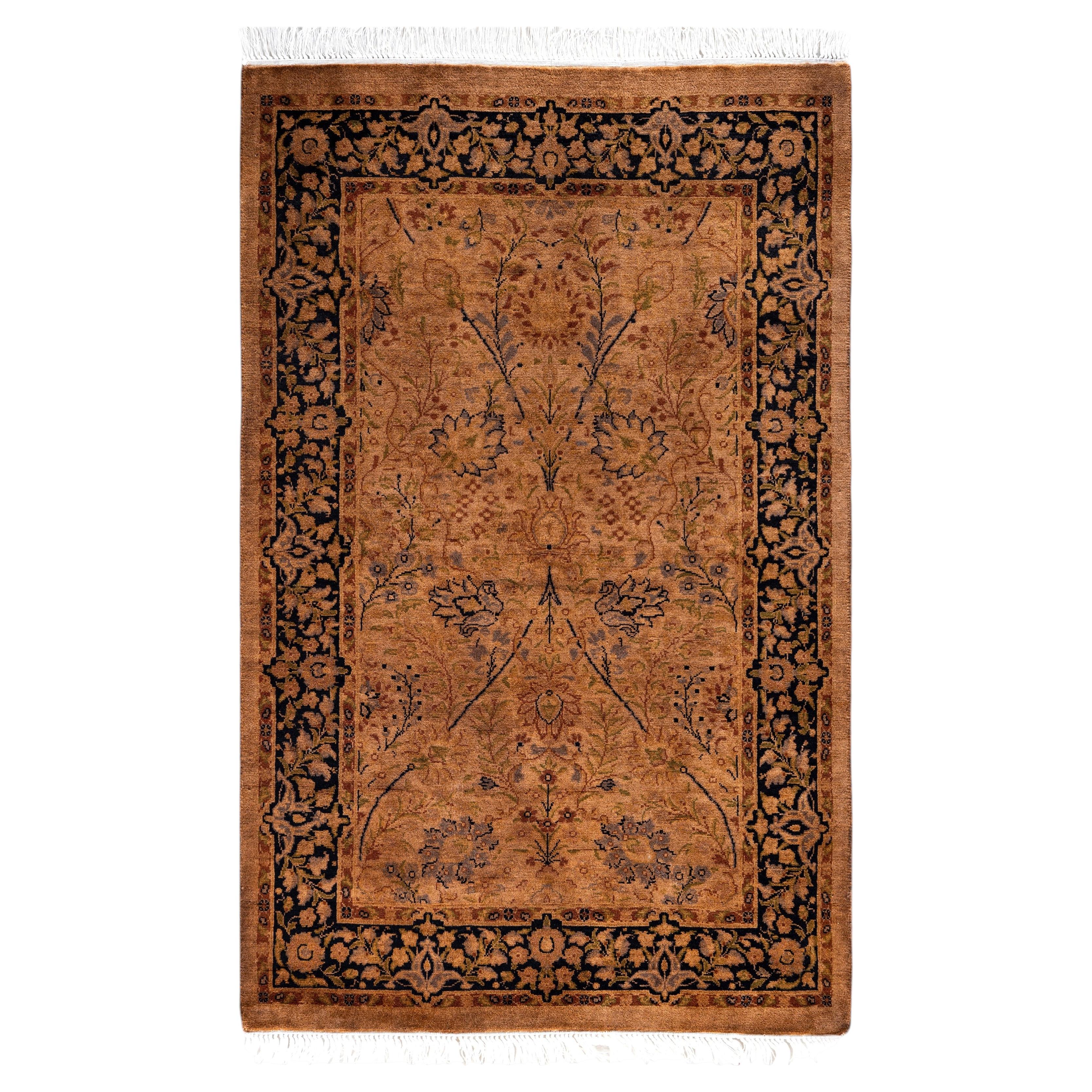 Alfombra de lana anudada a mano sobreteñida, moderna y contemporánea, marrón 2' 7" x 4' 1" (2' 7" x 4' 1") en venta