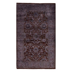 Übergefärbte handgeknüpfte Wolle modern-zeitgenössischen braunen Bereich Teppich 2' 7" x 4' 5"