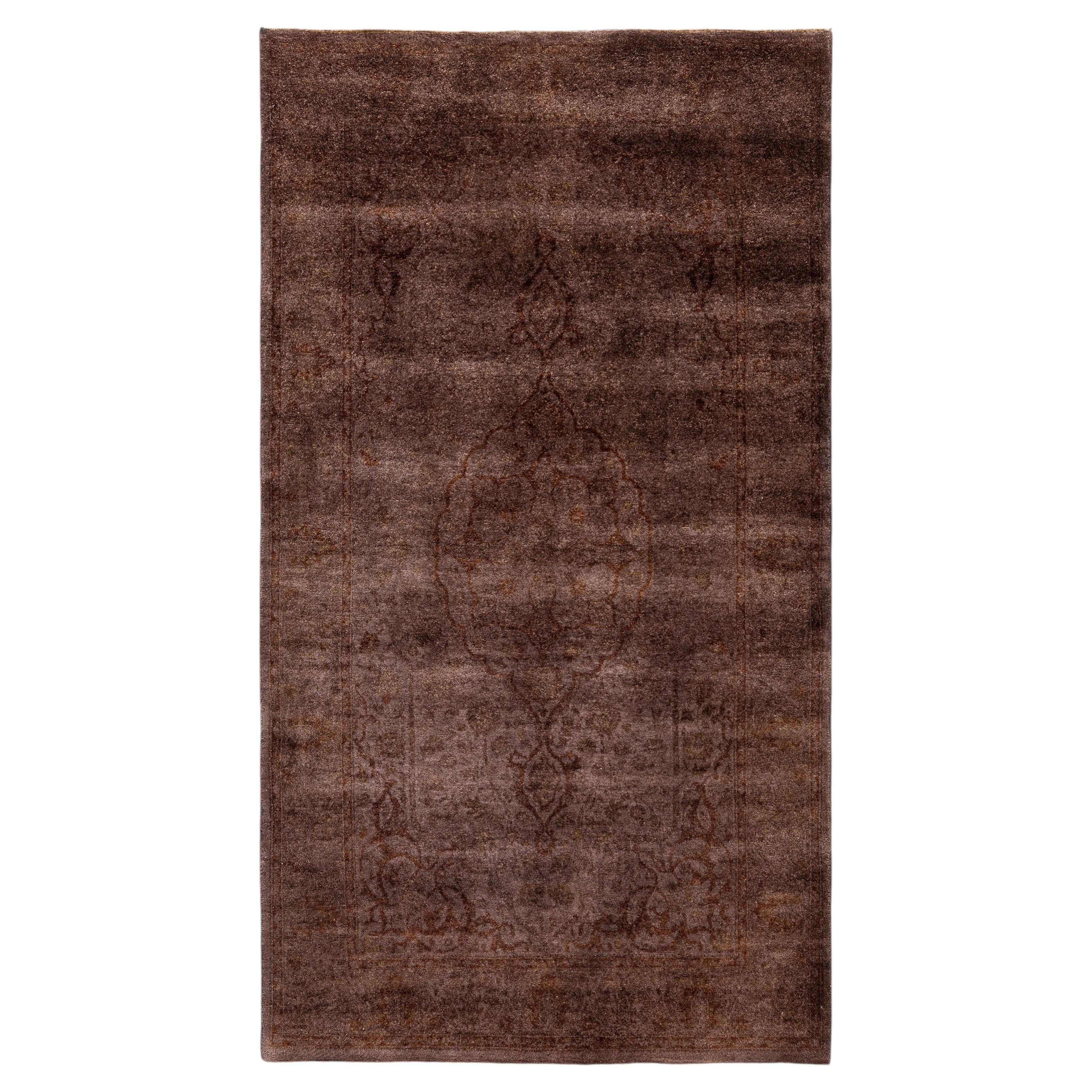 Overdyed Hand-Knotted Wool Modern-Contemporary Brown Area Rug 3' 0" x 5' 6"