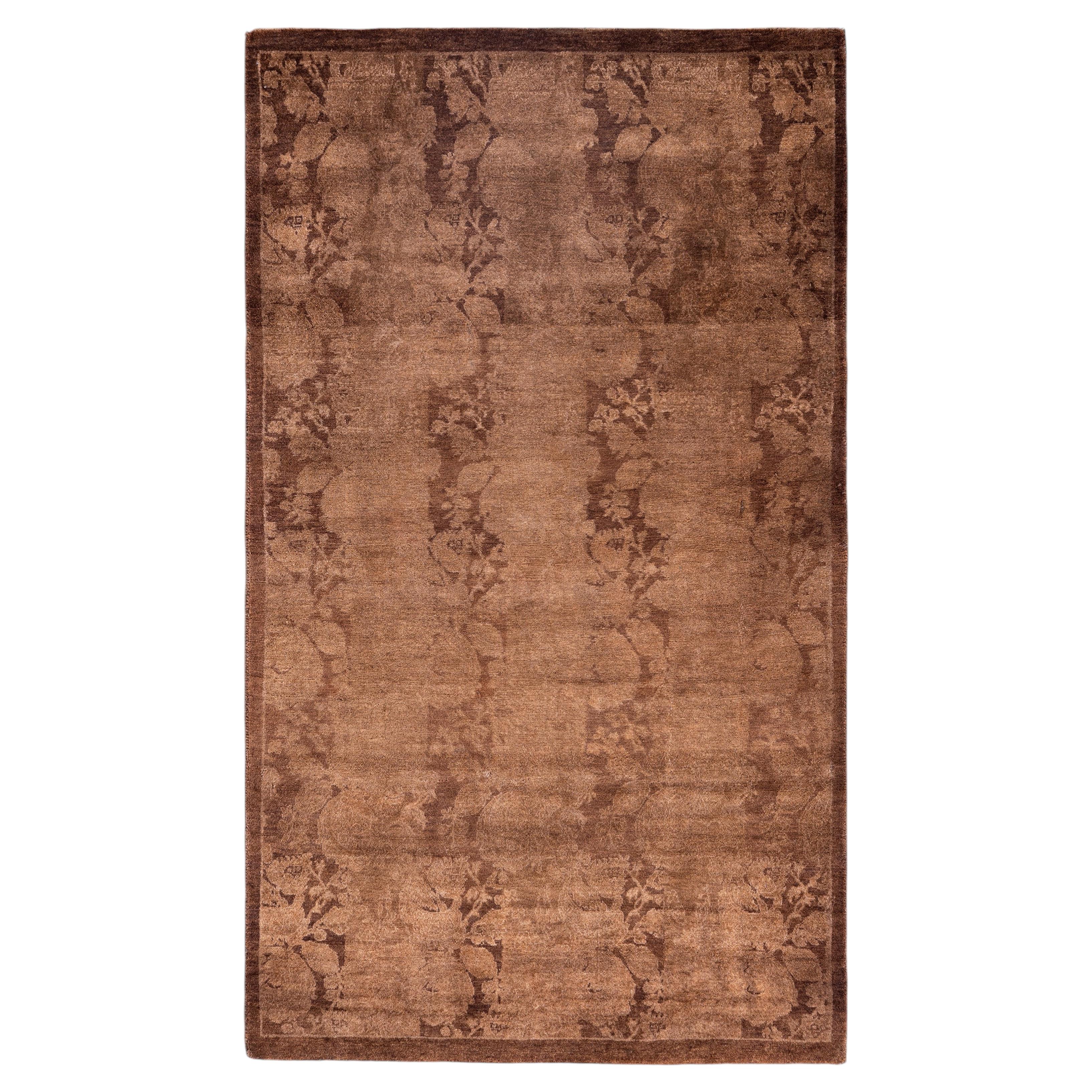 Overdyed Hand-Knotted Wool Modern-Contemporary Brown Area Rug 3' 1" x 5' 1"