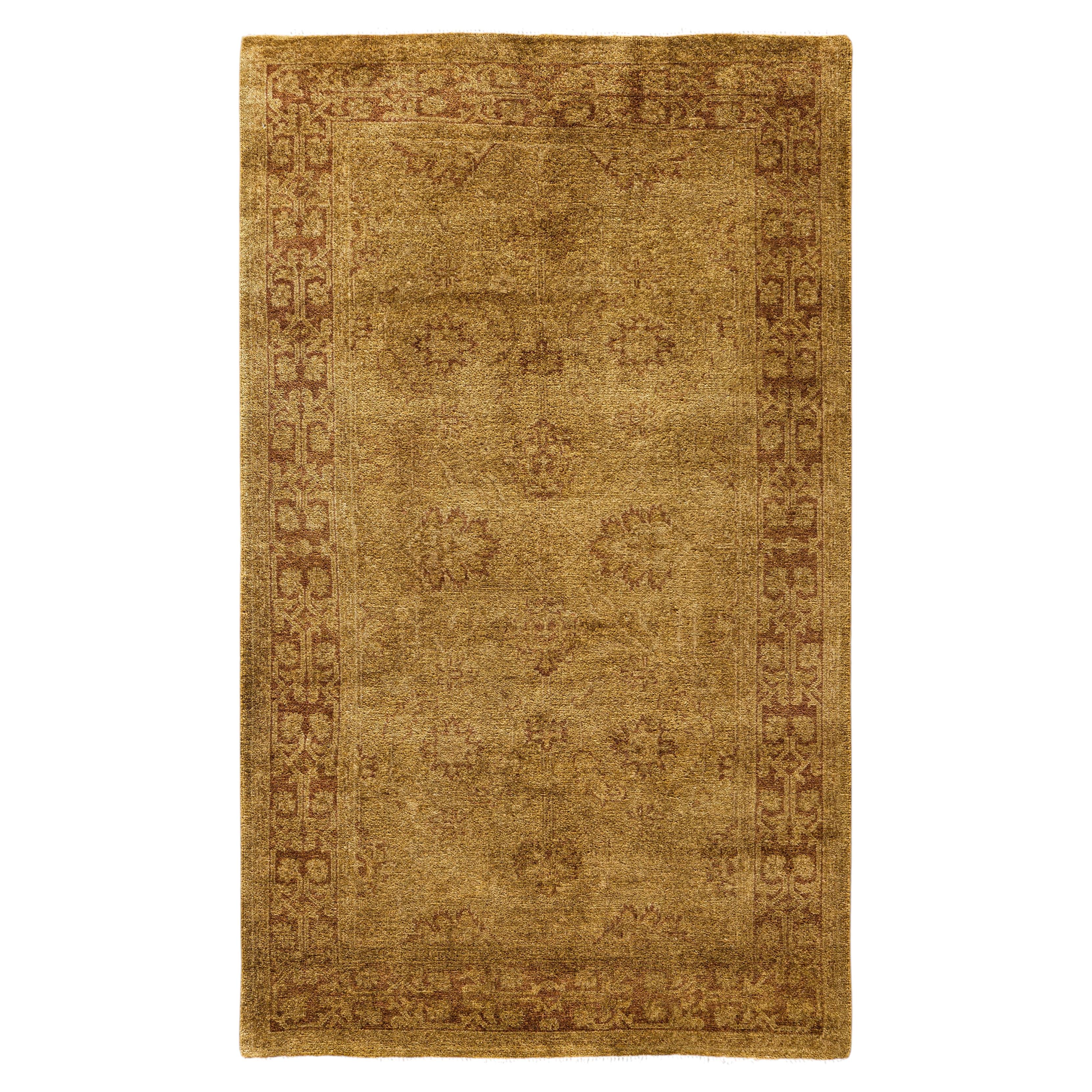 Overdyed Hand-Knotted Wool Modern-Contemporary Brown Area Rug 3' 1" x 5' 2" For Sale