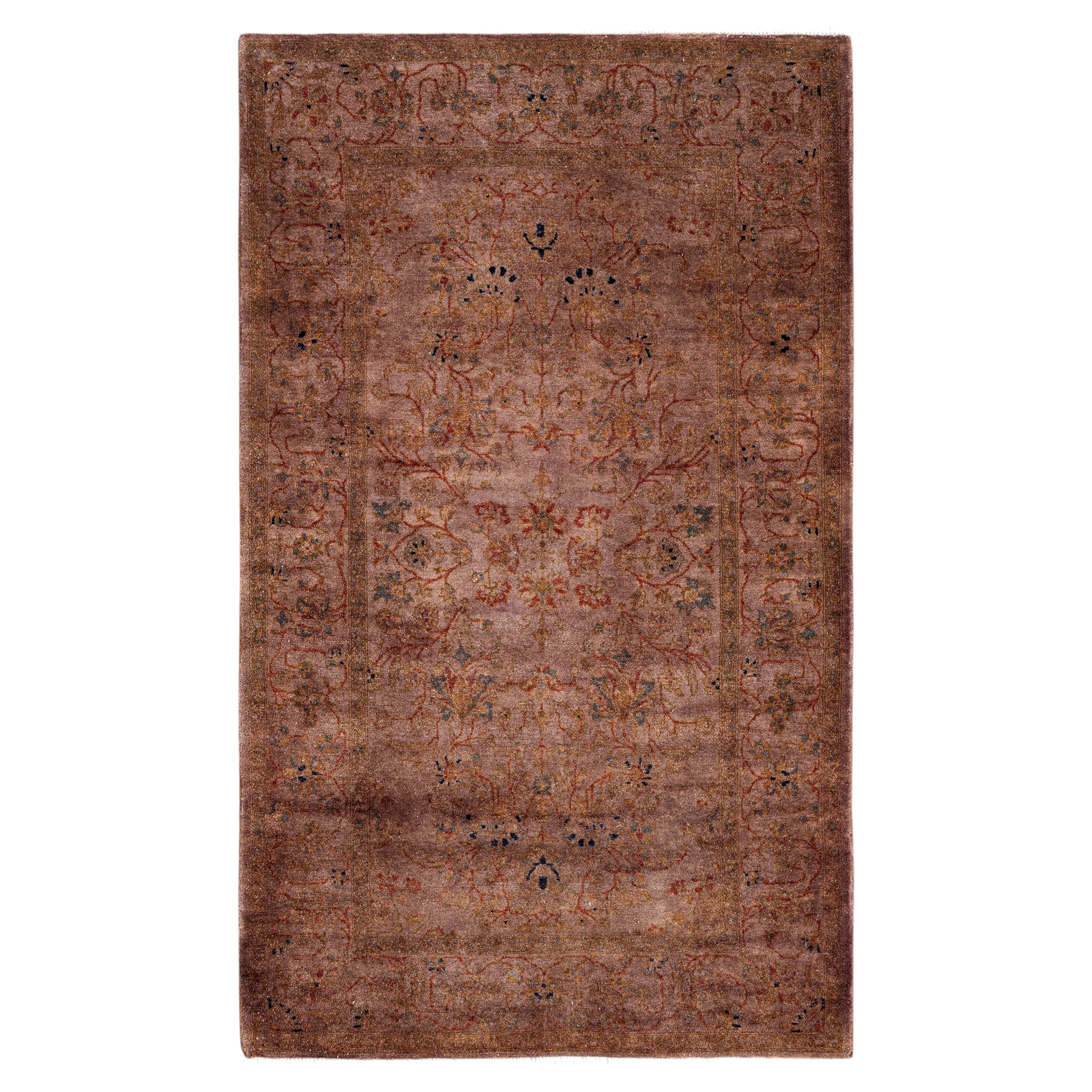 Overdyed Hand-Knotted Wool Modern-Contemporary Brown Area Rug 3' 2" x 5' 3"