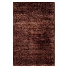 Overdyed Hand-Knotted Wool Modern-Contemporary Brown Area Rug 3' 3" x 4' 10"