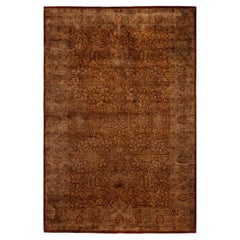 Overdyed Hand-Knotted Wool Modern-Contemporary Brown Area Rug 4' 7" x 7' 2"