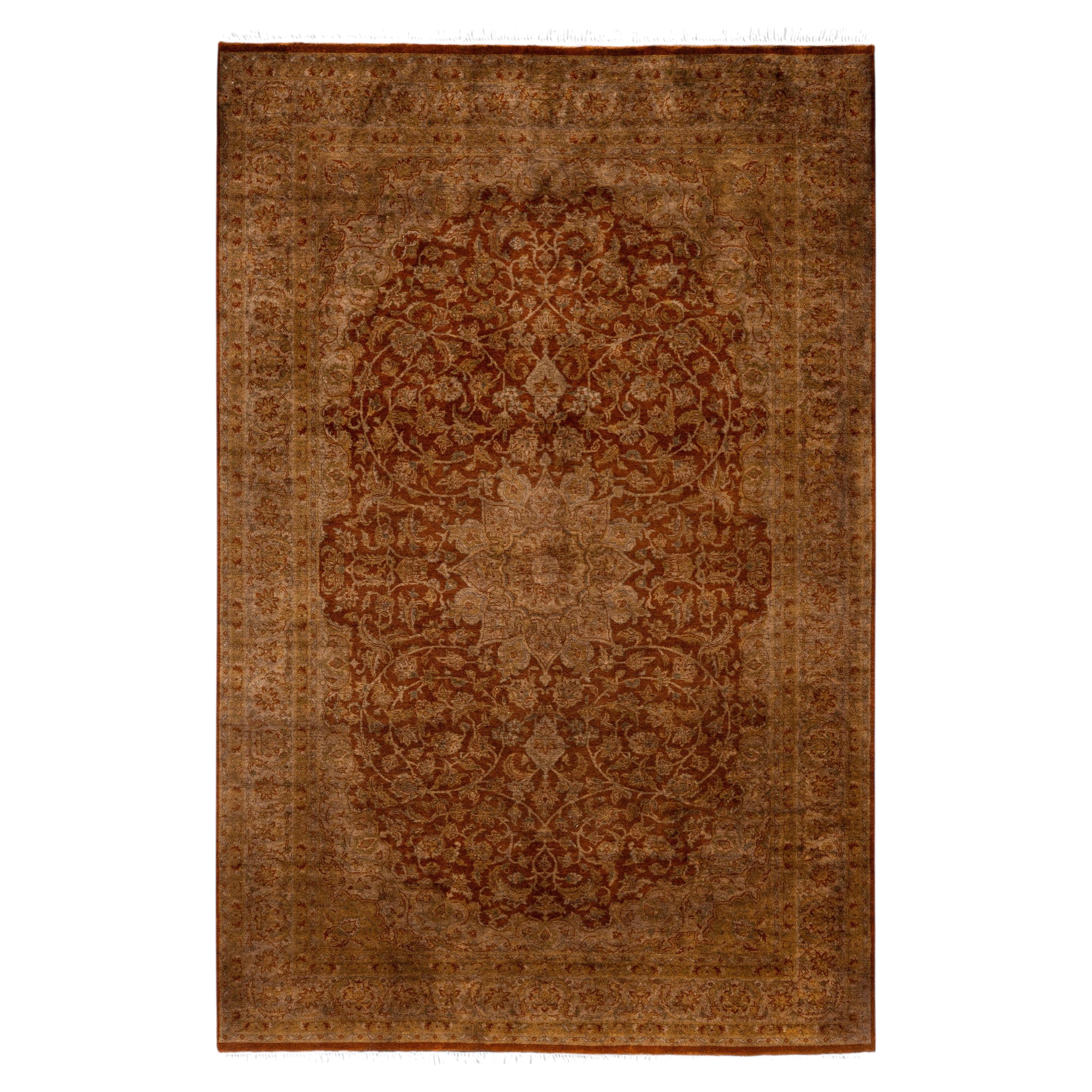 Overdyed Hand-Knotted Wool Modern-Contemporary Brown Area Rug 4' 8" x 6' 9"