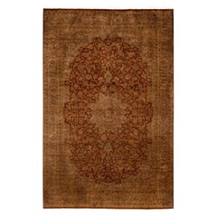 Overdyed Hand-Knotted Wool Modern-Contemporary Brown Area Rug 4' 8" x 6' 9"