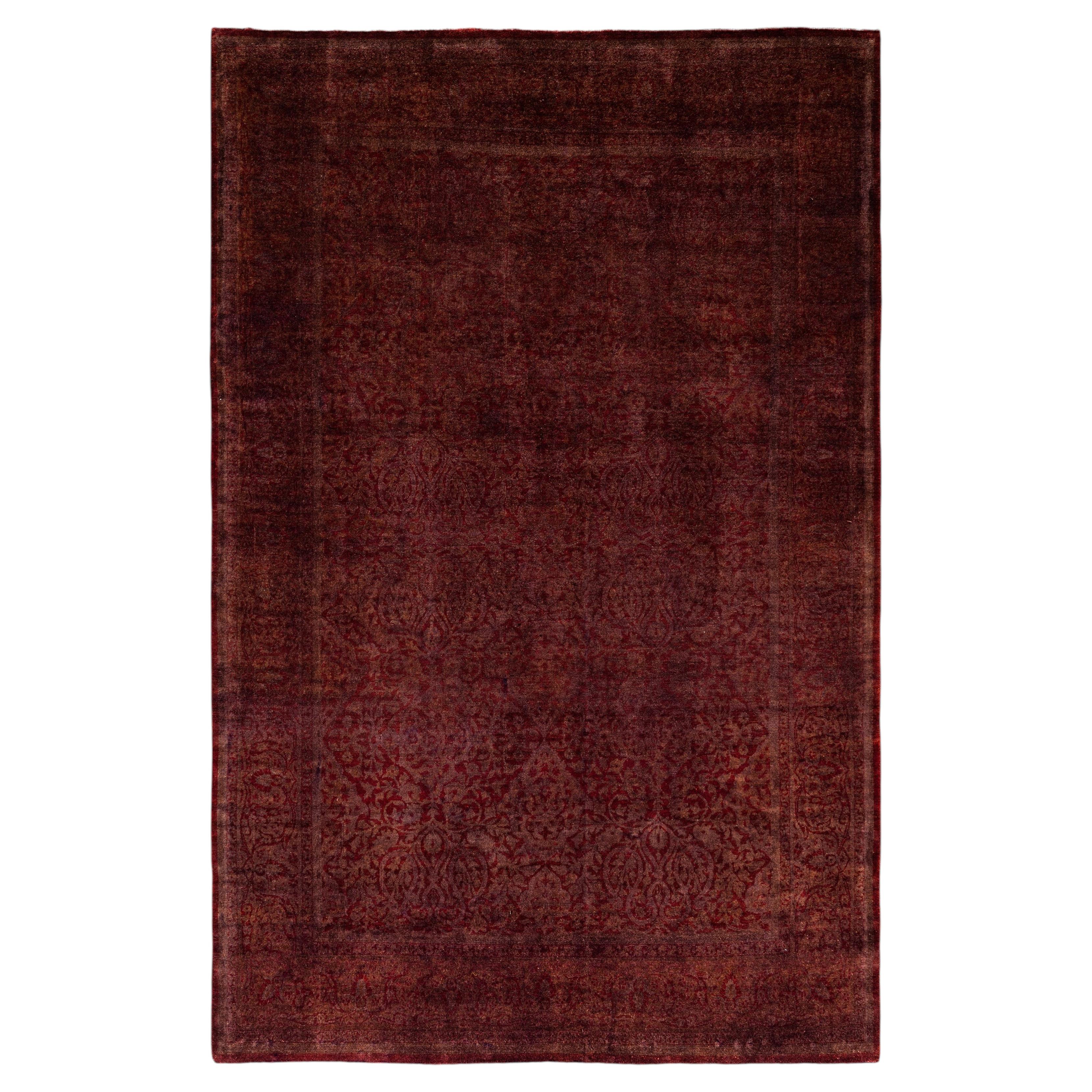Overdyed Hand-Knotted Wool Modern-Contemporary Brown Area Rug 5' 1" x 7' 10"