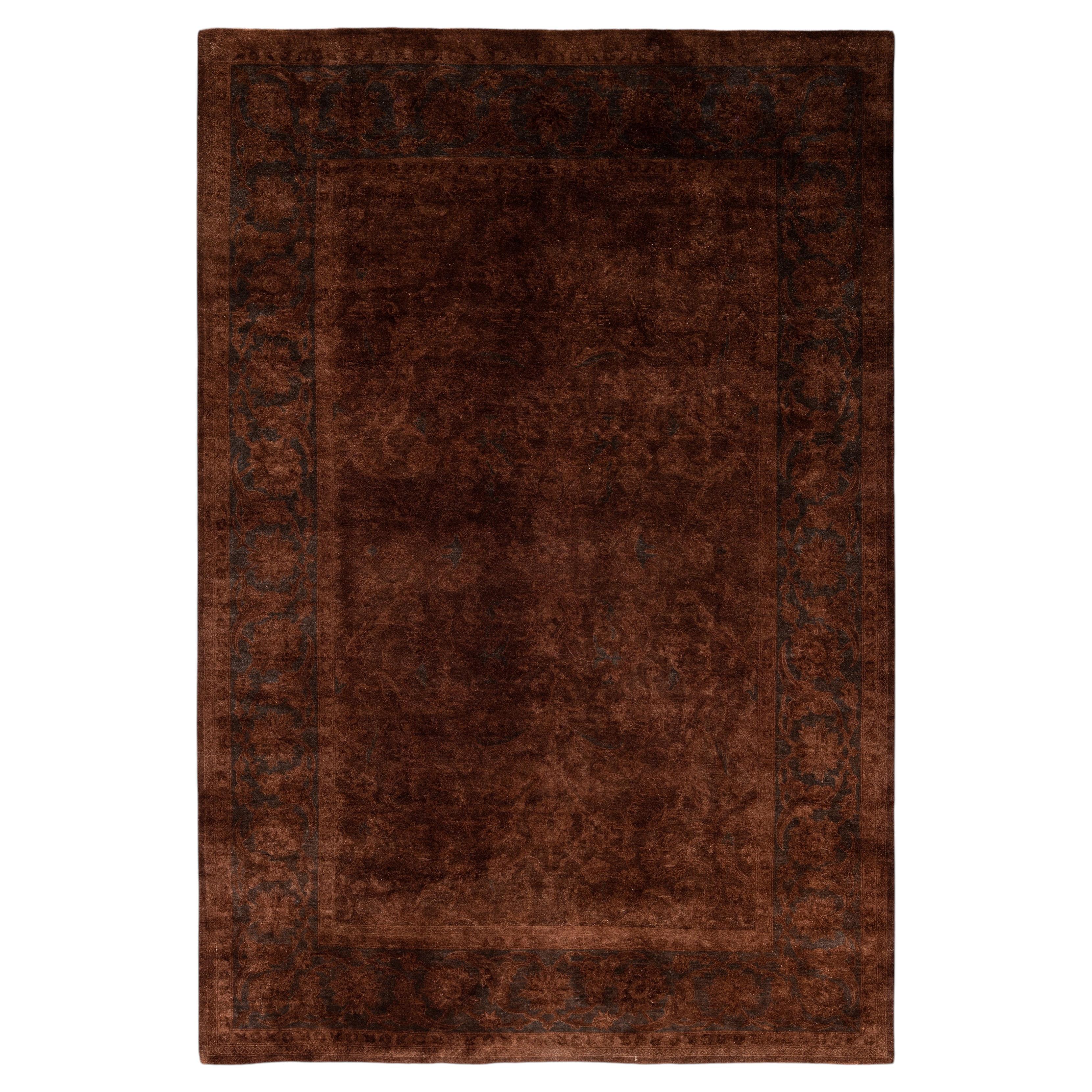 Overdyed Hand-Knotted Wool Modern-Contemporary Brown Area Rug 5' 10" x 8' 10"