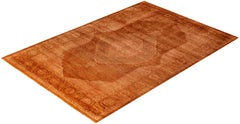 Tappeto per l'area marrone moderno-contemporaneo in lana Overdyed, annodato a mano, 5' 3" x 7' 9".