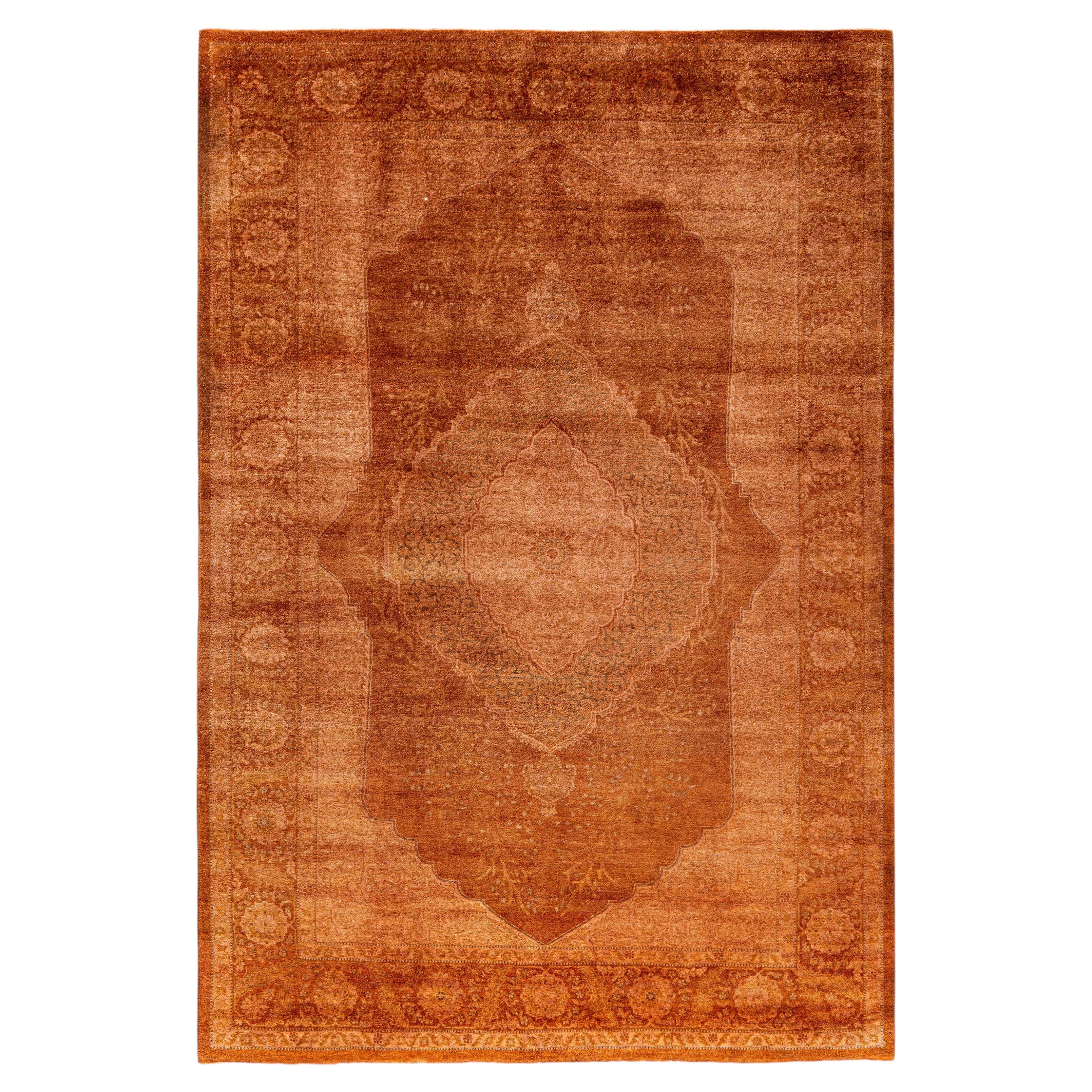 Overdyed Hand-Knotted Wool Modern-Contemporary Brown Area Rug 5' 3" x 7' 9"