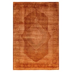 Tappeto per l'area marrone moderno-contemporaneo in lana Overdyed, annodato a mano, 5' 3" x 7' 9".