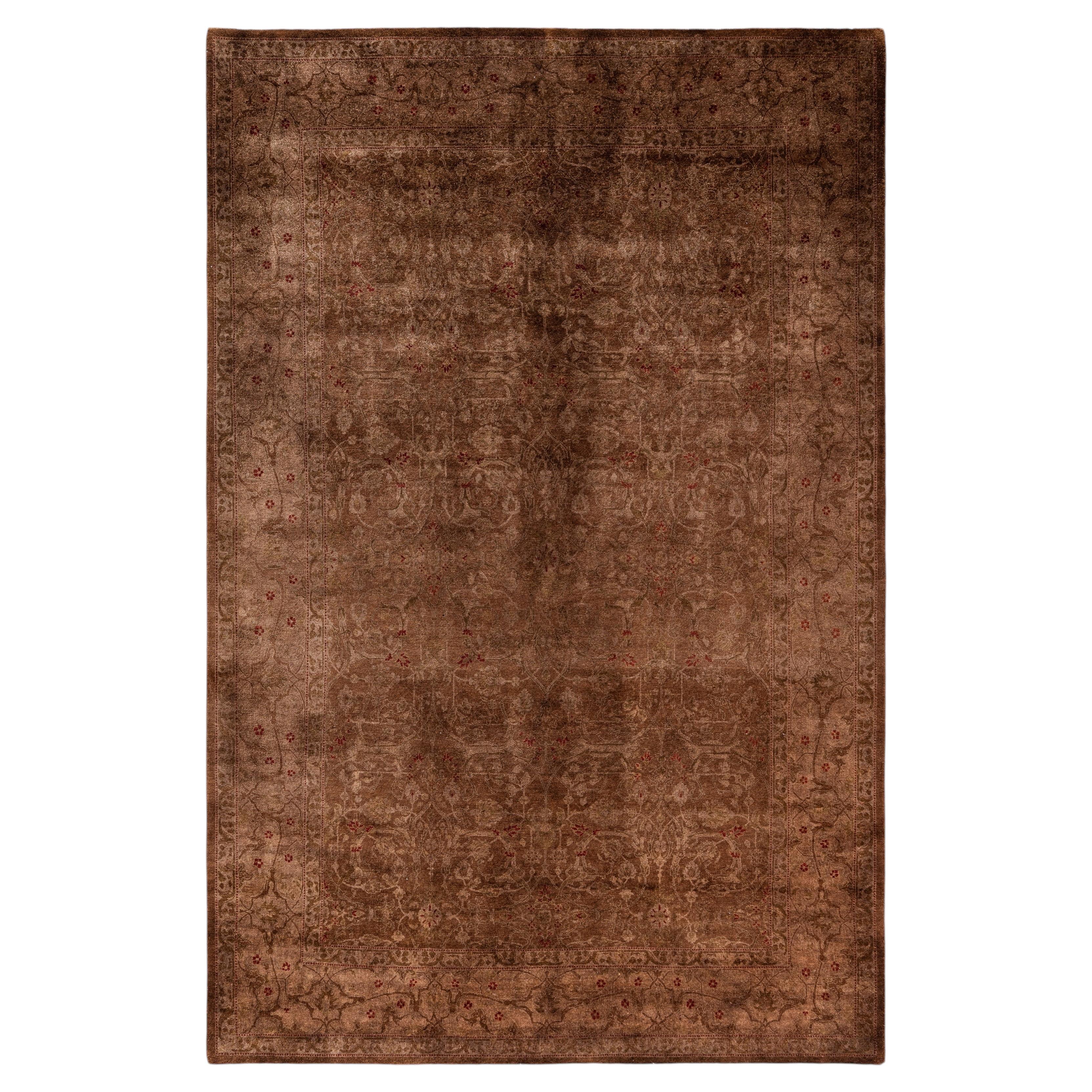 Overdyed Hand-Knotted Wool Modern-Contemporary Brown Area Rug 6' 0" x 9' 0"