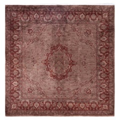 Overdyed Hand-Knotted Wool Modern-Contemporary Brown Area Rug 6' 9" x 6' 9"