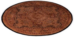 Alfombra de lana anudada a mano sobreteñida, moderna y contemporánea, marrón 2,5 m x 2,5 m