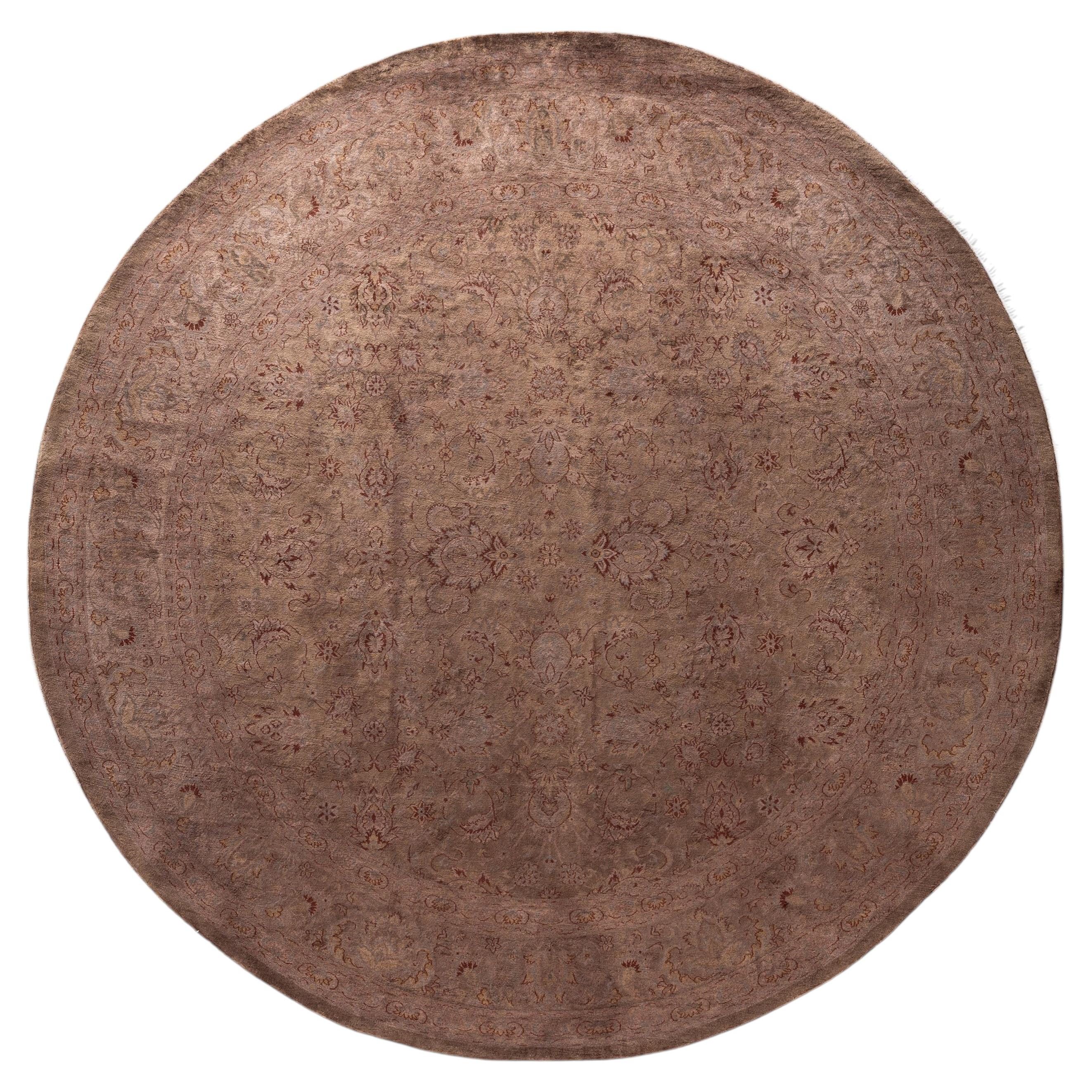 Overdyed Hand-Knotted Wool Modern-Contemporary Brown Area Rug 8' 2" x 8' 3"