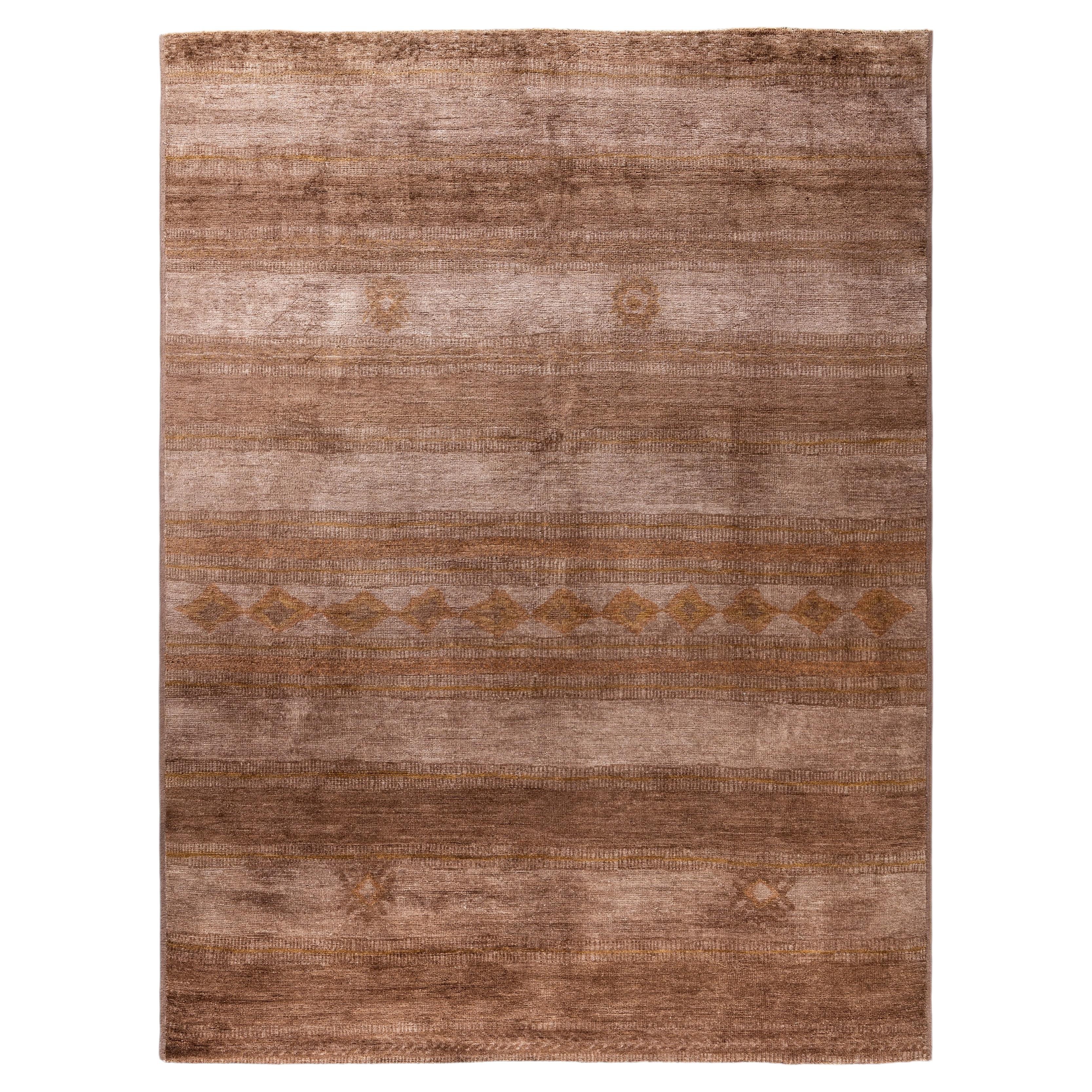 Overdyed Hand-Knotted Wool Modern-Contemporary Brown Area Rug 8' 8" x 11' 7"