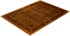 Overdyed Hand-Knotted Wool Modern-Contemporary Brown Area Rug 9' 1" x 11' 10"