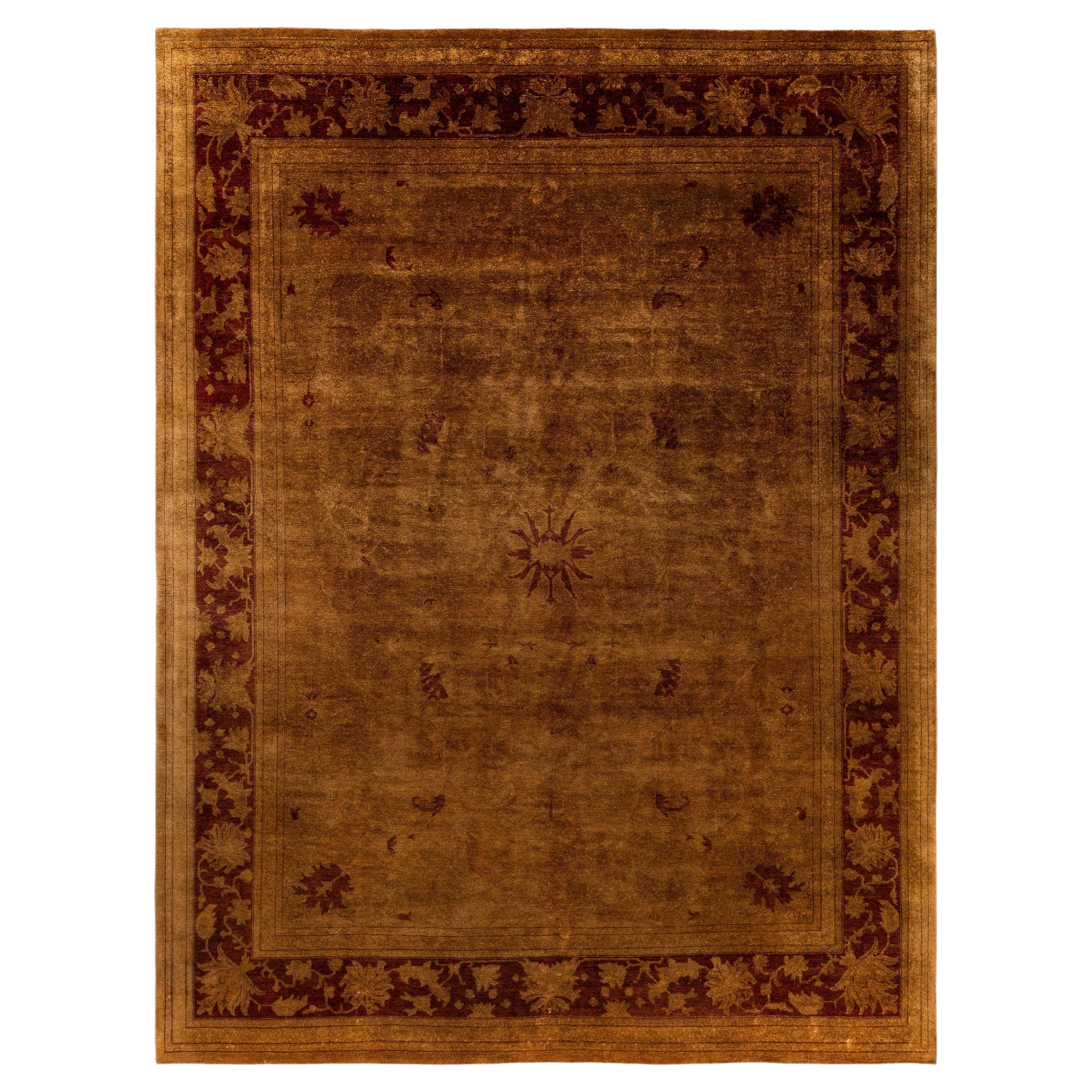 Overdyed Hand-Knotted Wool Modern-Contemporary Brown Area Rug 9' 1" x 11' 10"