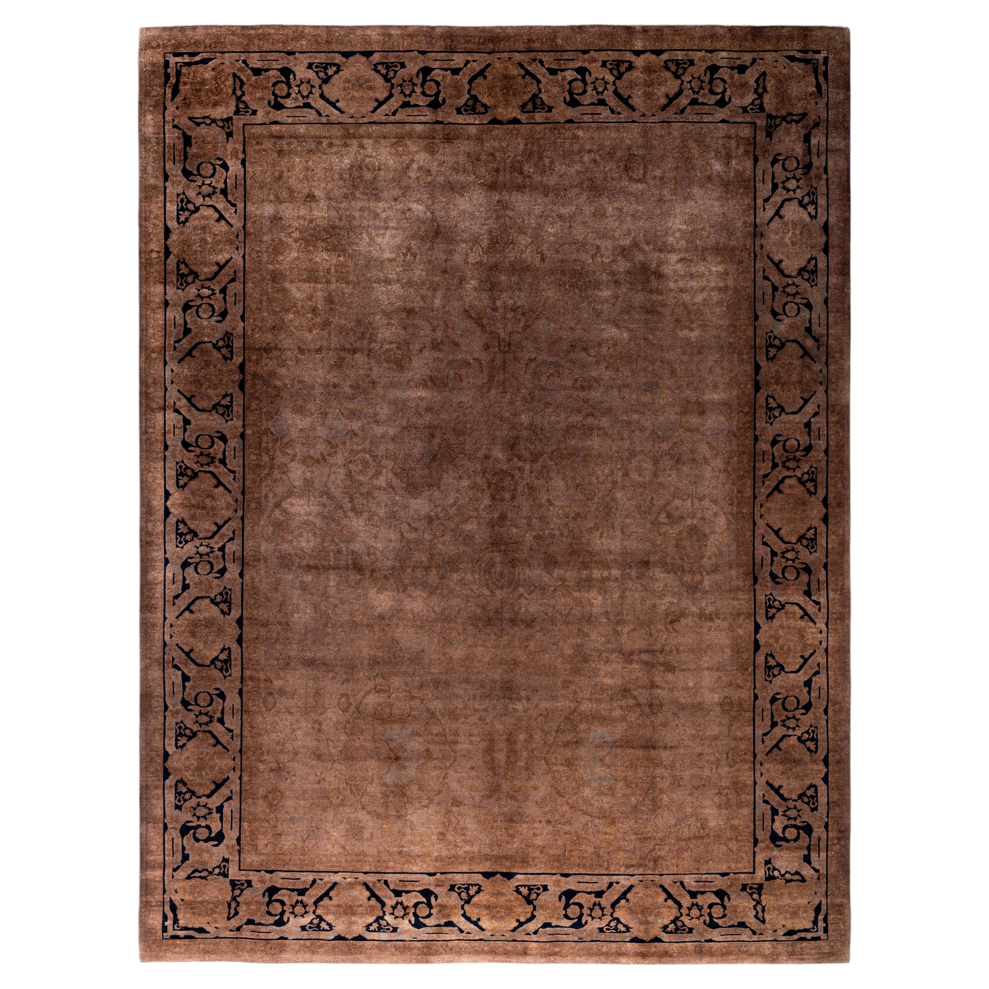 Overdyed Hand-Knotted Wool Modern-Contemporary Brown Area Rug 9' 1" x 12' 0"