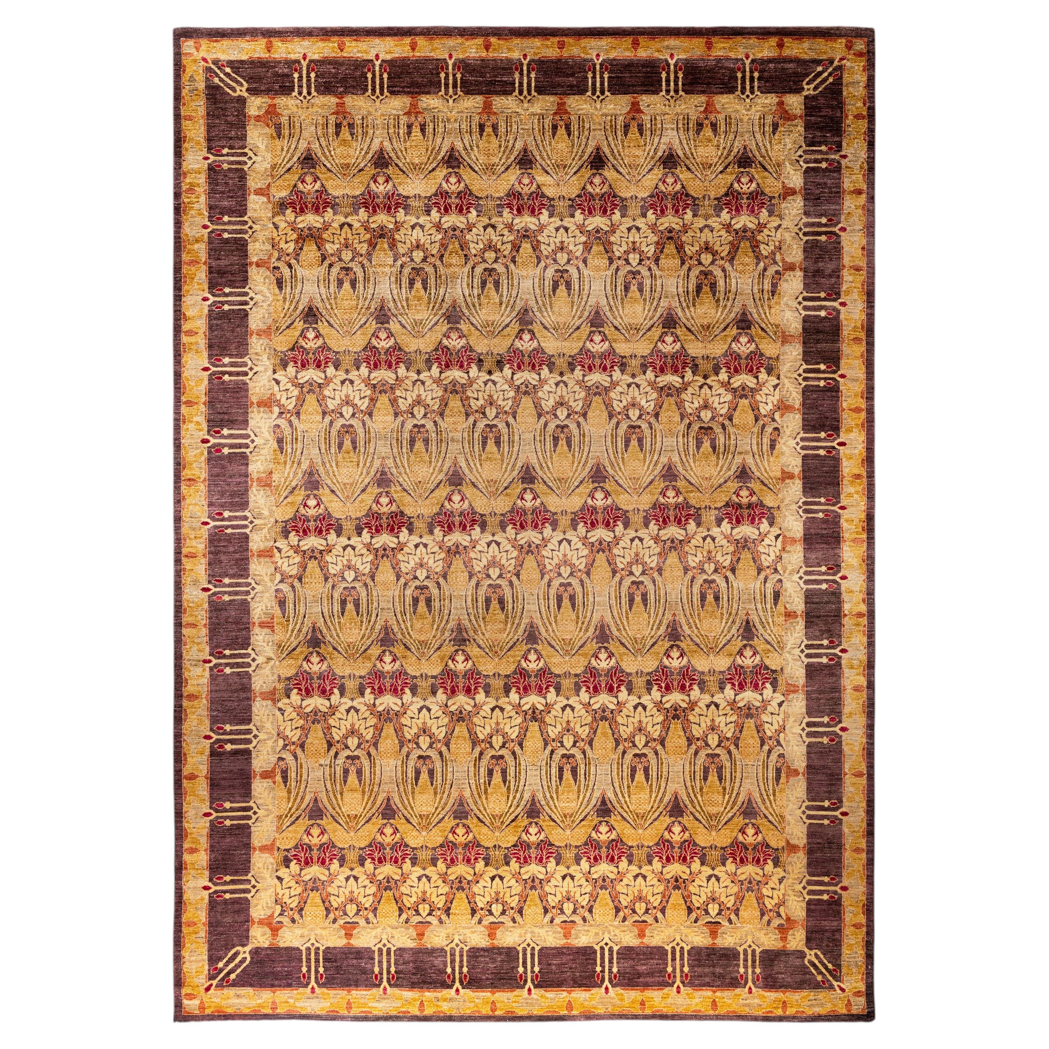 Overdyed Hand-Knotted Wool Modern-Contemporary Brown Area Rug 9' 10" x 13' 10"