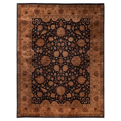 Alfombra de lana anudada a mano sobreteñida de color marrón moderno-contemporáneo 9' 2" x 12' 0